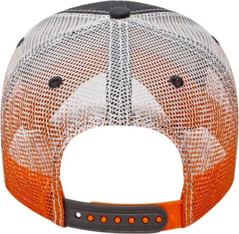 Cap America I1076 Gradient Screen Print Trucker Mesh Back Charcoal Orange White / one Size Fits Most