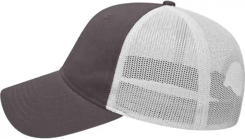 Cap America I1077 Washed Chino Twill &amp; Soft Mesh Charcoal White / one Size Fits Most