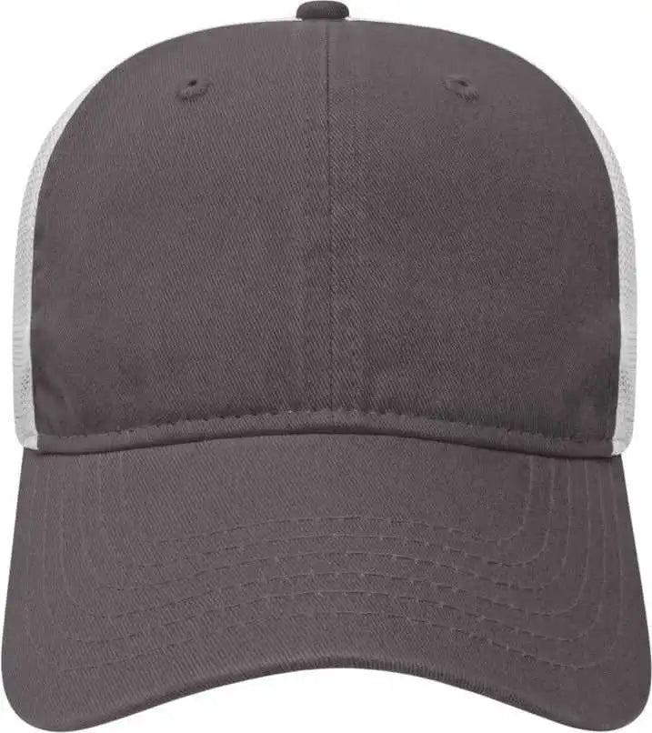 Cap America I1077 Washed Chino Twill &amp; Soft Mesh Charcoal White / one Size Fits Most