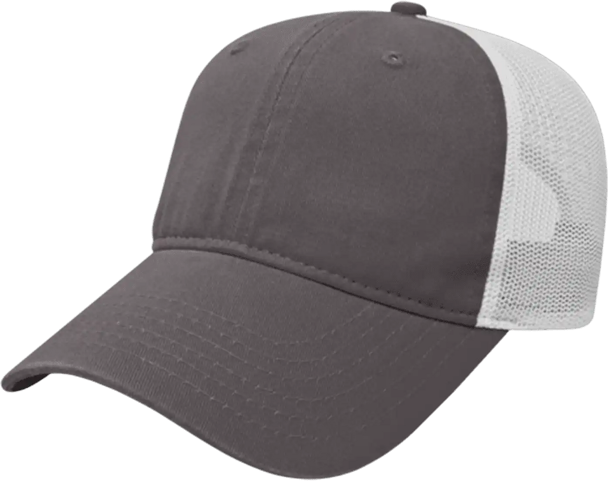 Cap America I1077 Washed Chino Twill &amp; Soft Mesh Charcoal White / one Size Fits Most