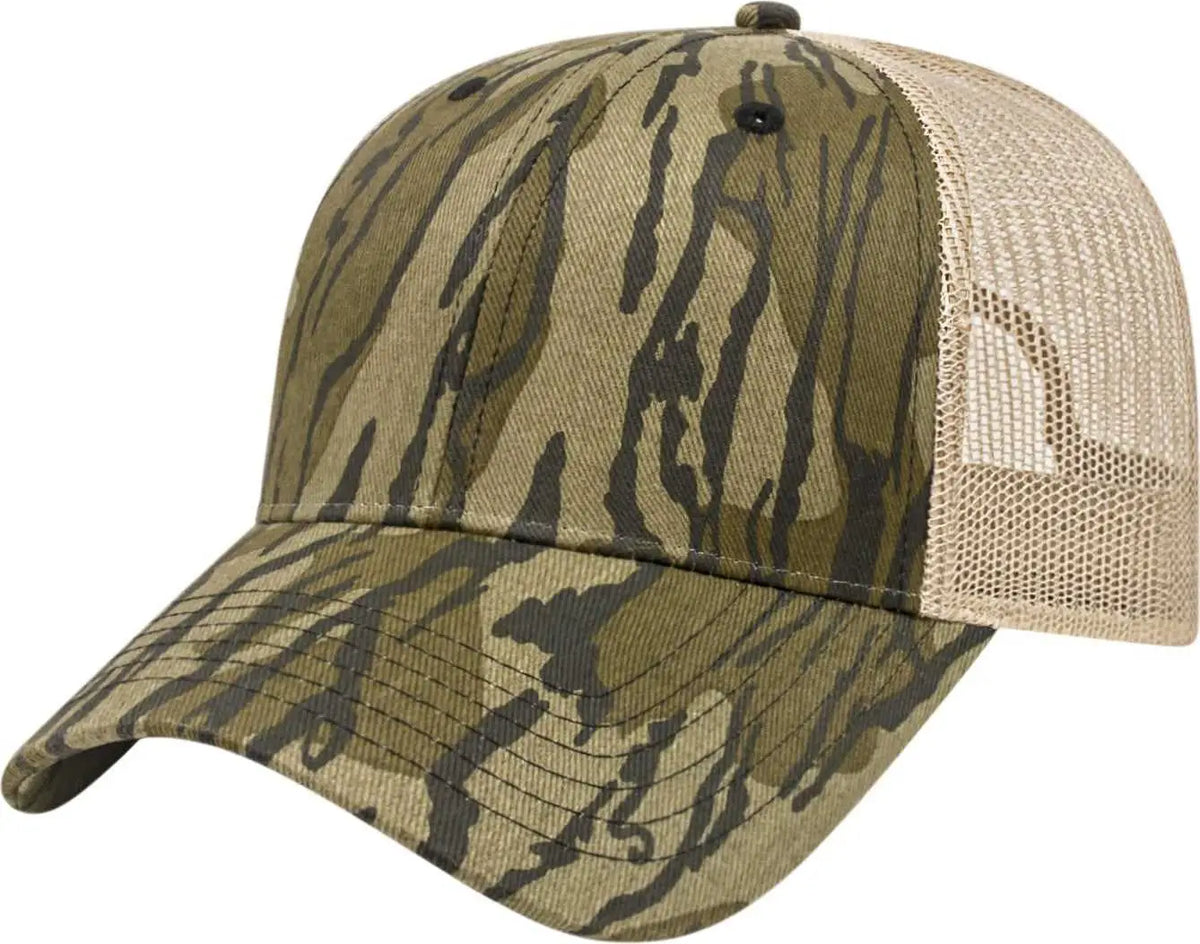 Cap America I2005 Camo Trucker Mesh Back - Bottomland Khaki - one Size Fits Most