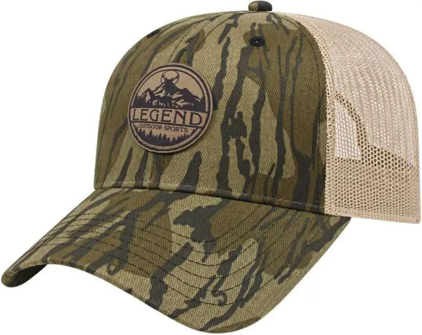 Cap America I2005 Camo Trucker Mesh Back - Bottomland Khaki - one Size Fits Most