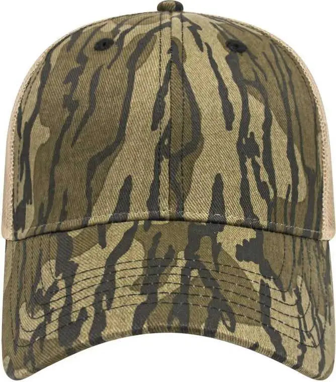 Cap America I2005 Camo Trucker Mesh Back - Bottomland Khaki - one Size Fits Most