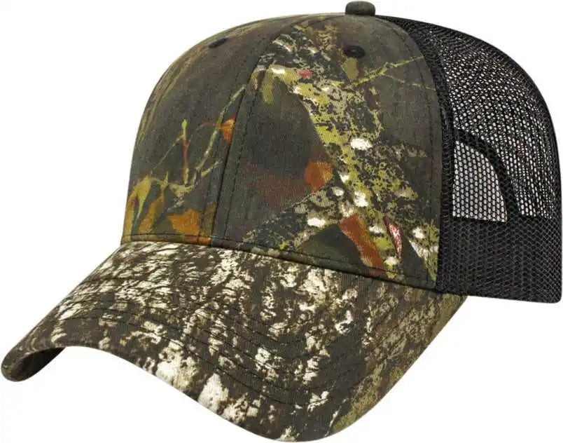Cap America I2005 Camo Trucker Mesh Back Mossy Oak Break Up Black / one Size Fits Most