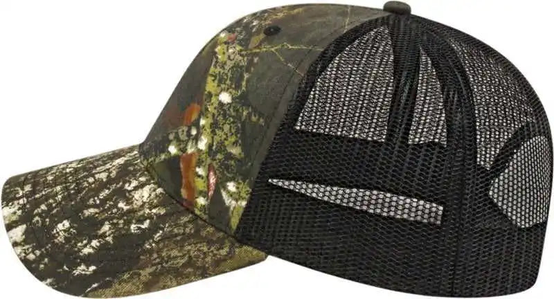 Cap America I2005 Camo Trucker Mesh Back Mossy Oak Break Up Black / one Size Fits Most