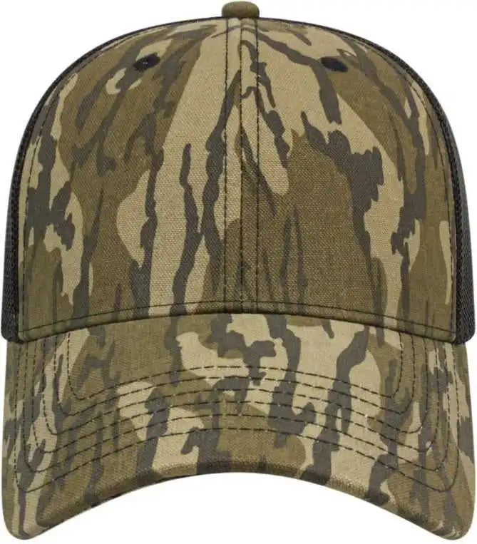Cap America I2005 Camo Trucker Mesh Back Mossy Oak Original Bottomland Black / one Size Fits Most