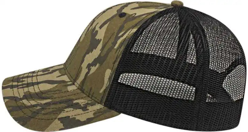 Cap America I2005 Camo Trucker Mesh Back Mossy Oak Original Bottomland Black / one Size Fits Most