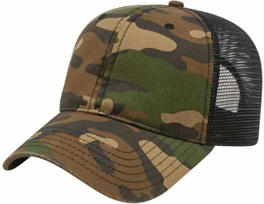 Cap America I2008 Woodland Camo with Soft Mesh Back - Black - Multi-colored / one Size Fits Most