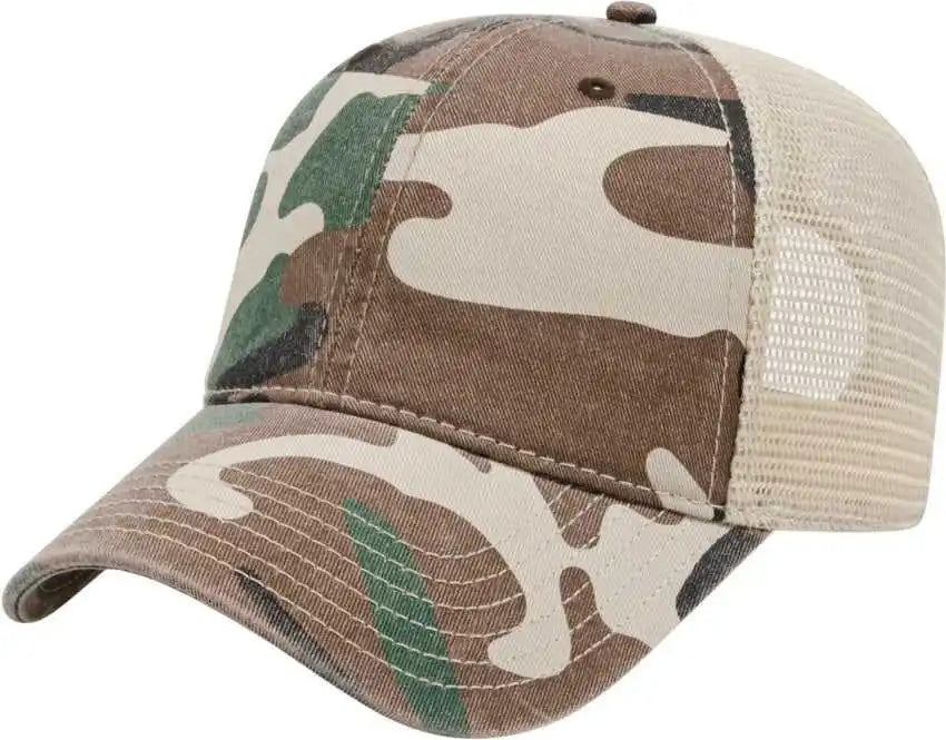 Cap America I2008 Woodland Camo with Soft Mesh Back - Stone - Multi-colored / one Size Fits Most