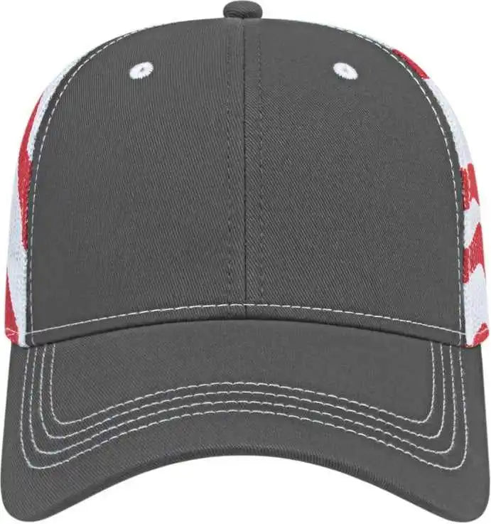 Cap America I2011 Flag Mesh Back Charcoal White Dark Gray / one Size Fits Most
