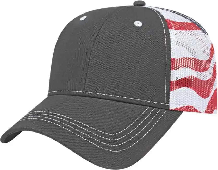 Cap America I2011 Flag Mesh Back Charcoal White Dark Gray / one Size Fits Most