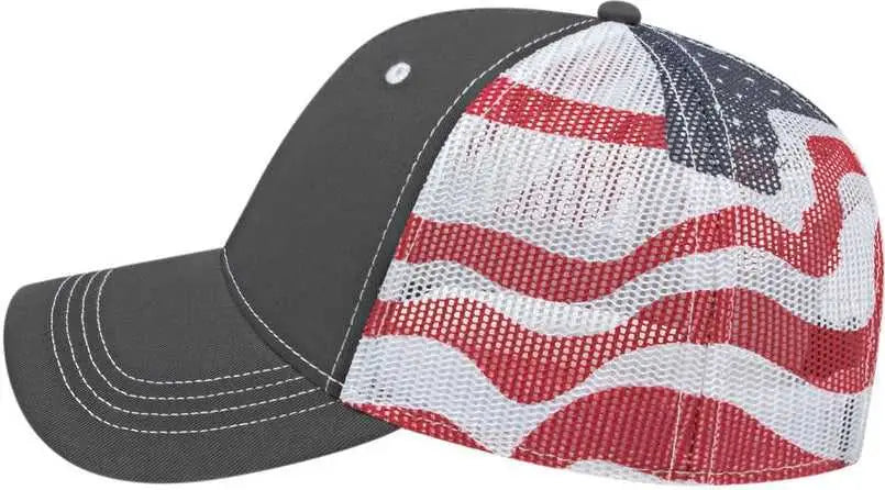 Cap America I2011 Flag Mesh Back - Charcoal White - Dark Gray / one Size Fits Most