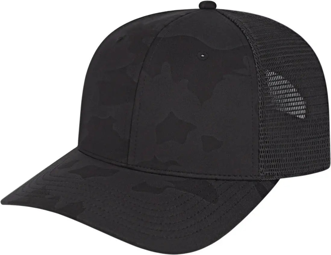 Cap America I2024 Nylon Blend Camo Trucker Mesh Back - Black - Black/black / one Size Fits Most