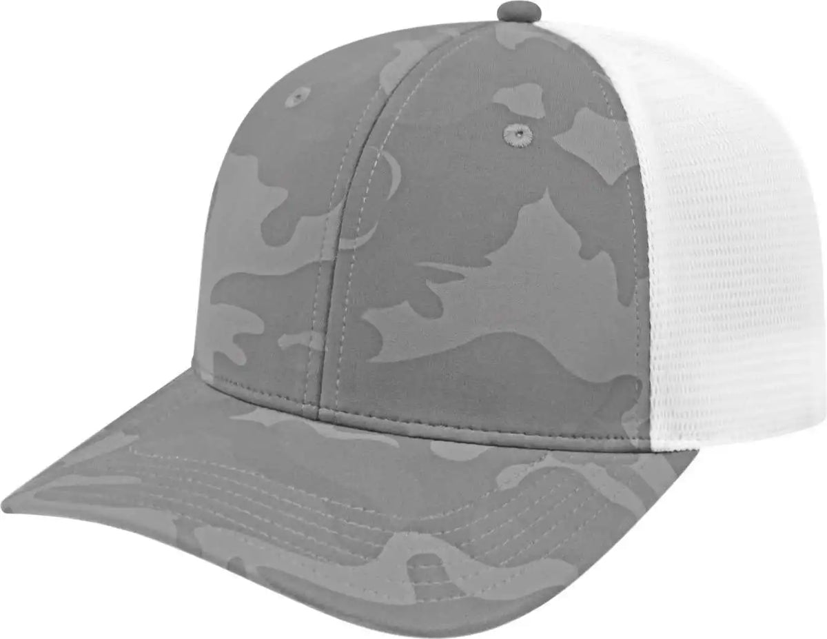 Cap America I2024 Nylon Blend Camo Trucker Mesh Back Gray White / one Size Fits Most
