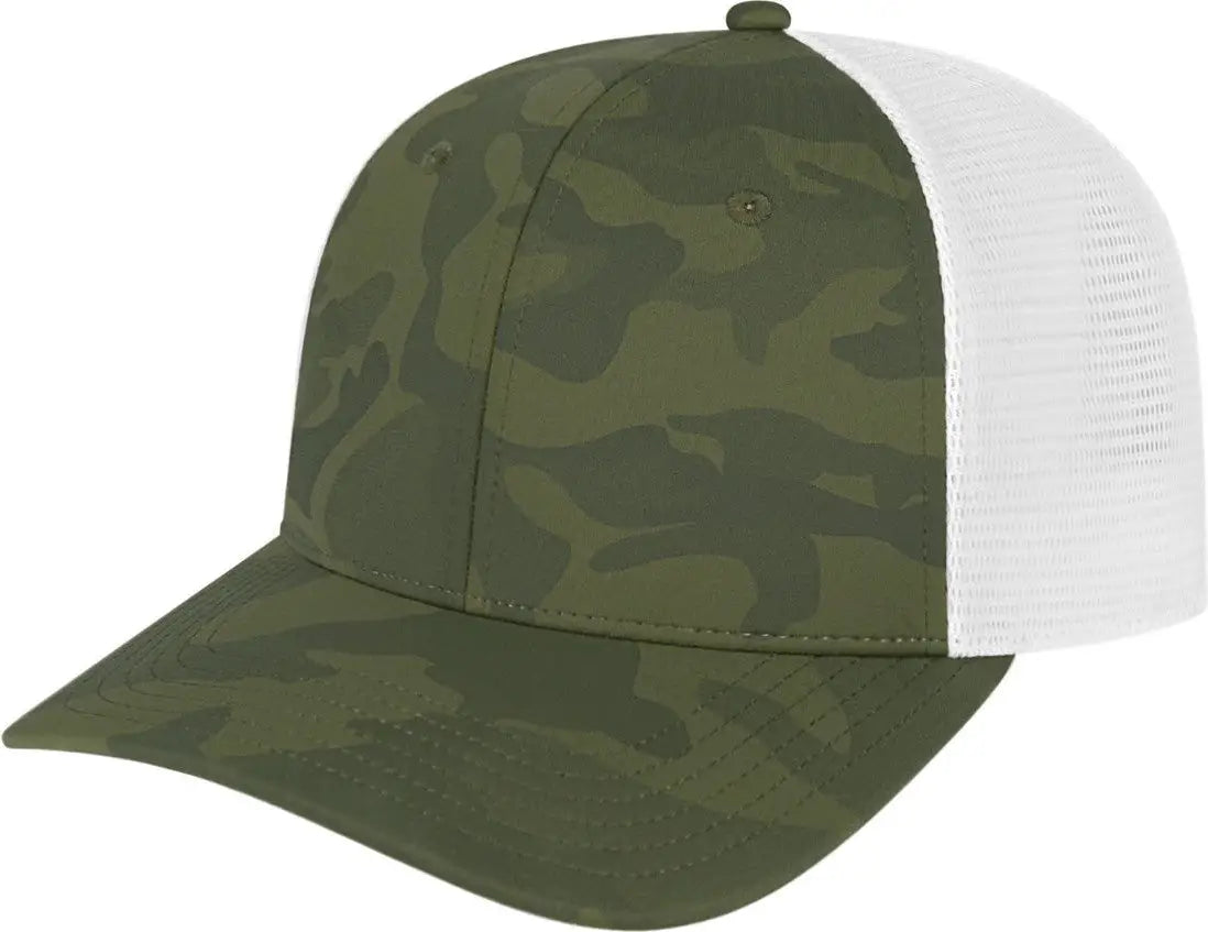 Cap America I2024 Nylon Blend Camo Trucker Mesh Back - Green White - Green/white / one Size Fits Most