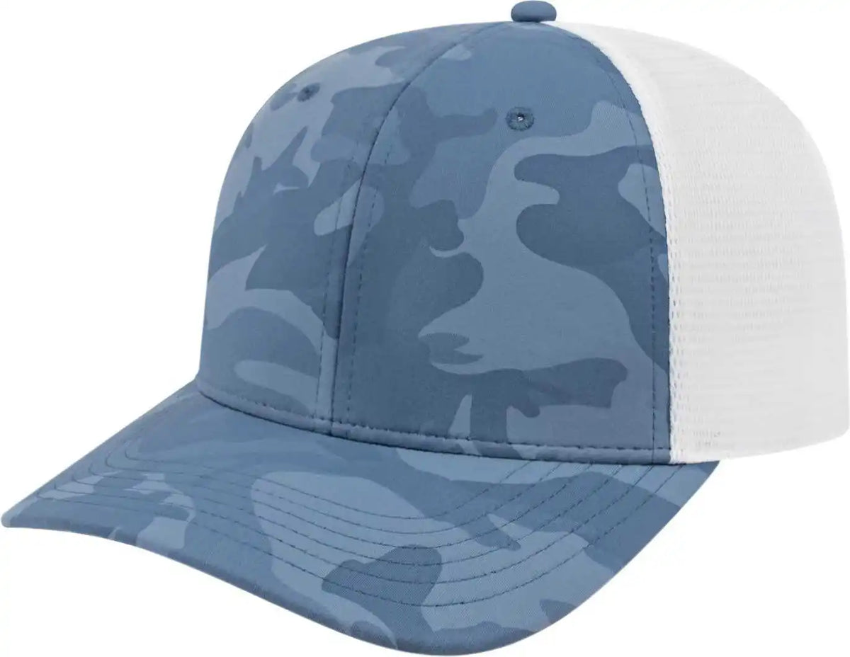 Cap America I2024 Nylon Blend Camo Trucker Mesh Back Light Bluewhite / one Size Fits Most
