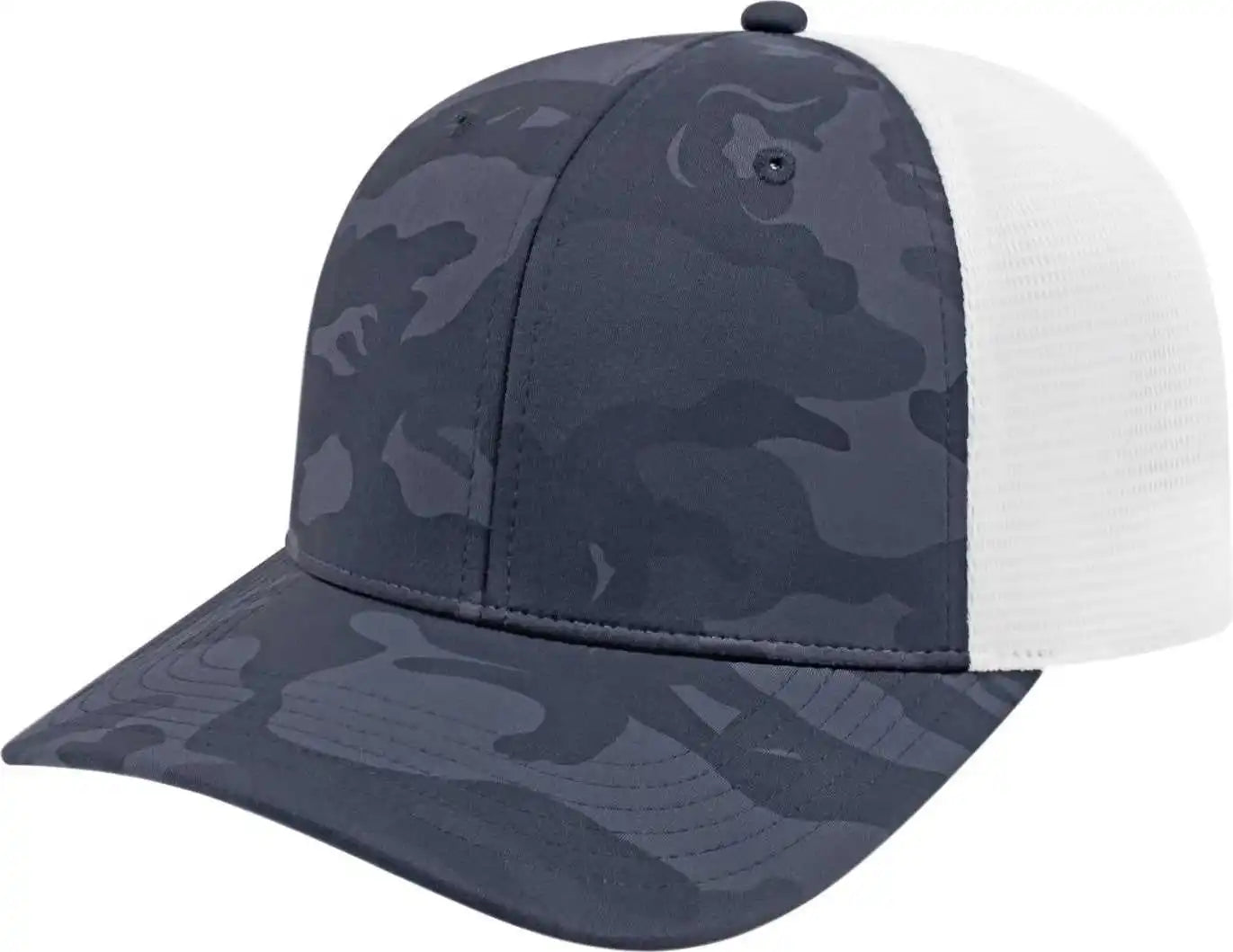 Cap America I2024 Nylon Blend Camo Trucker Mesh Back - Navy White - one Size Fits Most