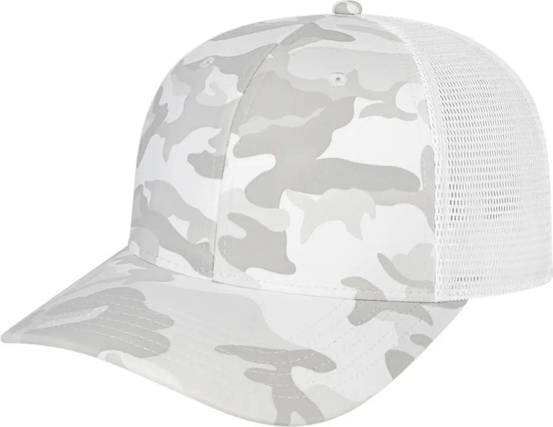 Cap America I2024 Nylon Blend Camo Trucker Mesh Back - Snow White - Snow/white / one Size Fits Most