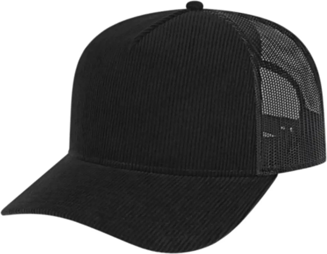 Cap America I3021 Heritage Corduroy Trucker - Black - one Size Fits Most