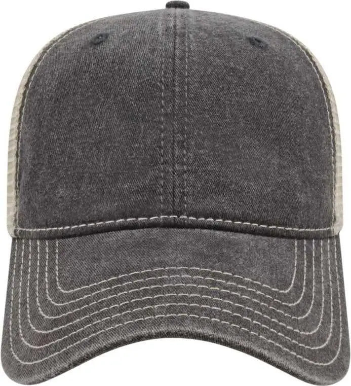 Cap America I3027 Washed Pigment Dyed with Mesh - Black Stone