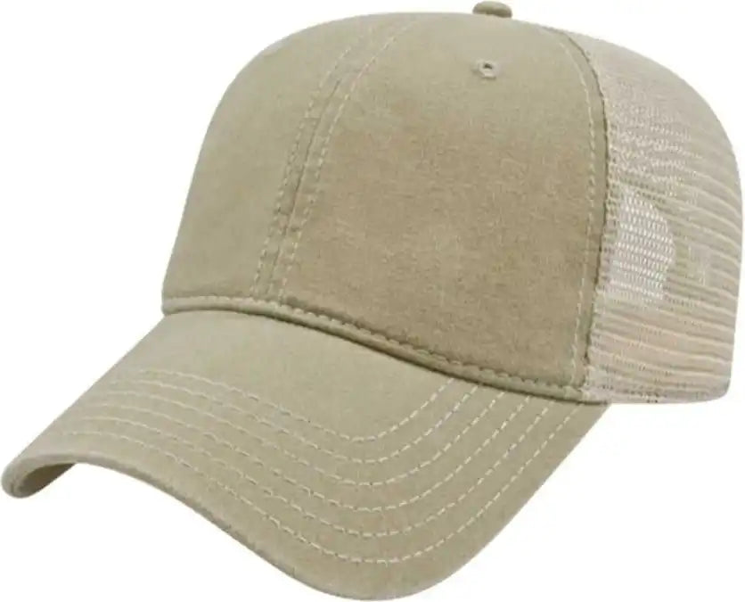 Cap America I3027 Washed Pigment Dyed with Mesh - Khaki Stone - Ivory / one Size Fits Most