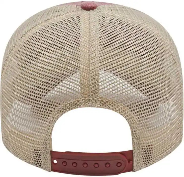Cap America I3027 Washed Pigment Dyed with Mesh Maroon Stone Ivory / one Size Fits Most