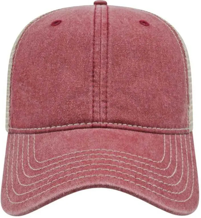 Cap America I3027 Washed Pigment Dyed with Mesh - Maroon Stone