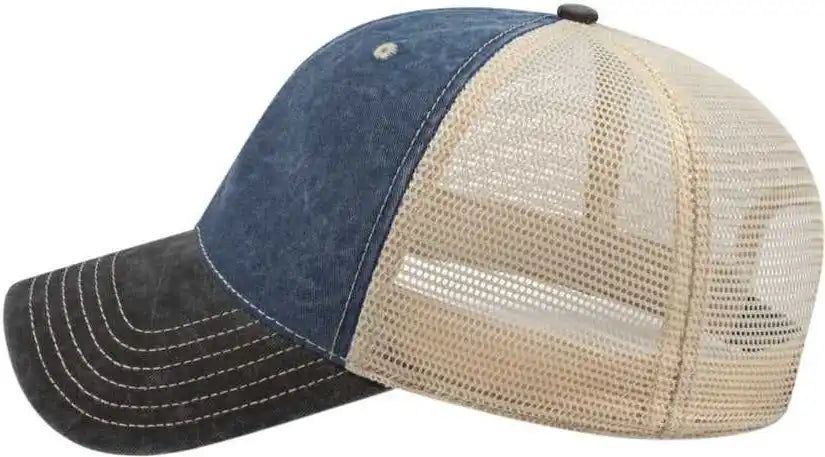 Cap America I3027 Washed Pigment Dyed with Mesh Navy Black Stone / one Size Fits Most