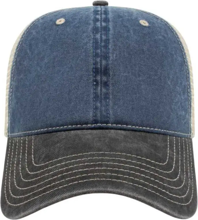 Cap America I3027 Washed Pigment Dyed with Mesh - Navy Black Stone