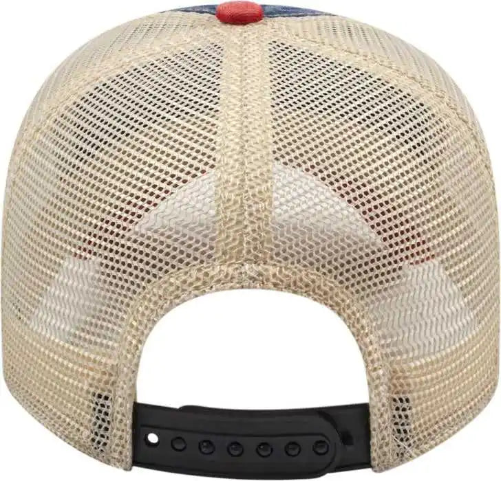 Cap America I3027 Washed Pigment Dyed with Mesh - Navy Red Stone - one Size Fits Most