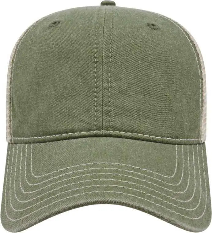 Cap America I3027 Washed Pigment Dyed with Mesh - Olive Stone