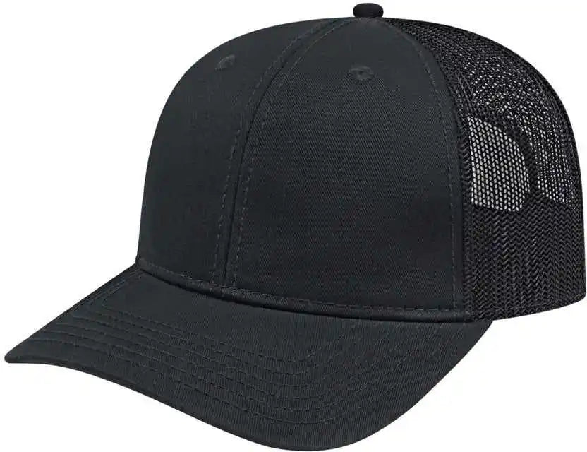 Cap America I3028 Modified Flat Bill with Mesh Back Black / one Size Fits Most