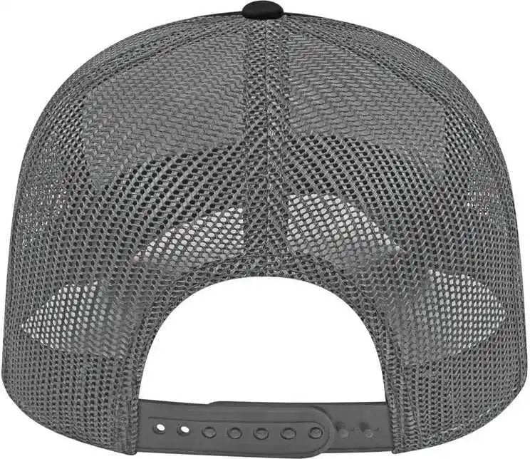 Cap America I3028 Modified Flat Bill with Mesh Back Black Charcoal Dark Gray / one Size Fits Most