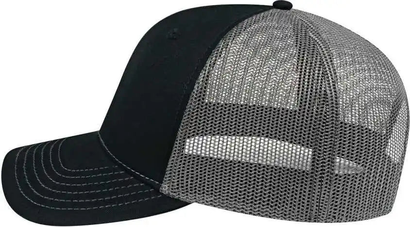Cap America I3028 Modified Flat Bill with Mesh Back Black Charcoal Dark Gray / one Size Fits Most