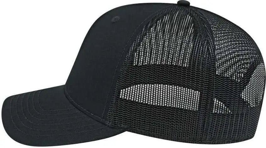 Cap America I3028 Modified Flat Bill with Mesh Back - Black - one Size Fits Most