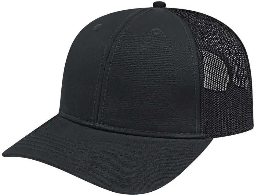 Cap America I3028 Modified Flat Bill with Mesh Back - Black - one Size Fits Most