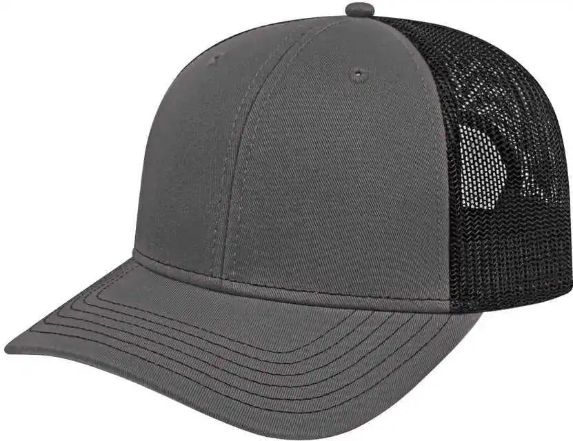 Cap America I3028 Modified Flat Bill with Mesh Back Charcoal Black Dark Gray / one Size Fits Most