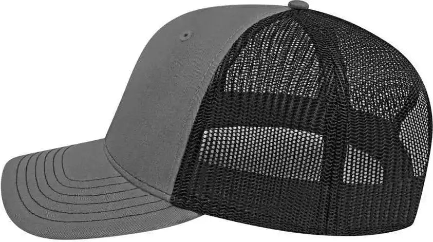 Cap America I3028 Modified Flat Bill with Mesh Back Charcoal Black Dark Gray / one Size Fits Most