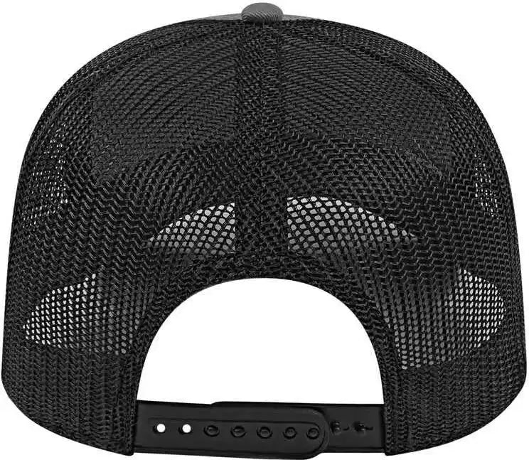 Cap America I3028 Modified Flat Bill with Mesh Back Charcoal Black Dark Gray / one Size Fits Most