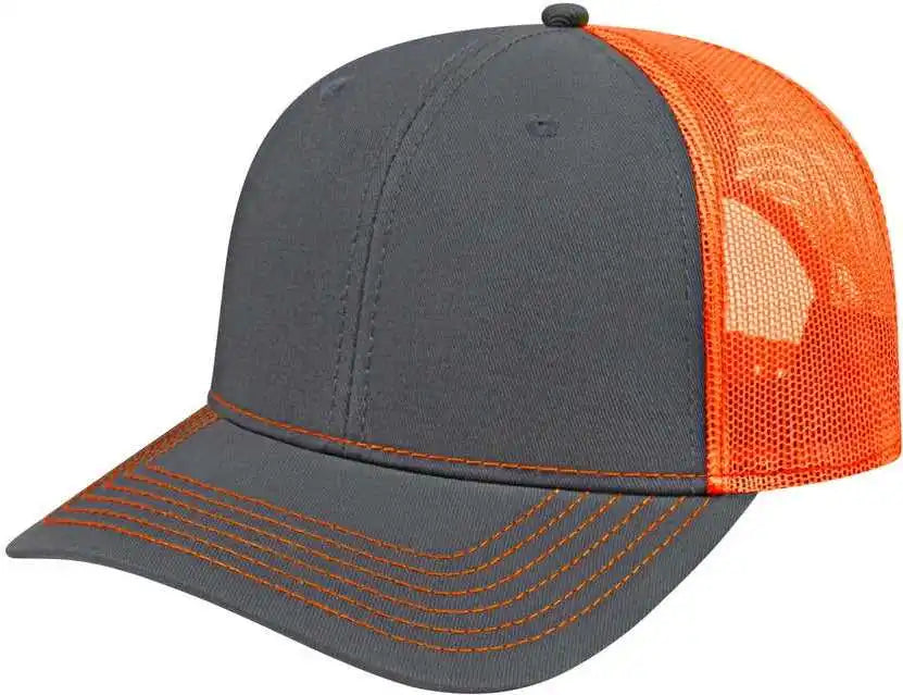 Cap America I3028 Modified Flat Bill with Mesh Back Charcoal Blaze Dark Gray / one Size Fits Most