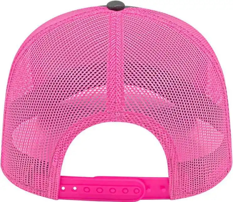 Cap America I3028 Modified Flat Bill with Mesh Back Charcoal Pink Dark Gray / one Size Fits Most