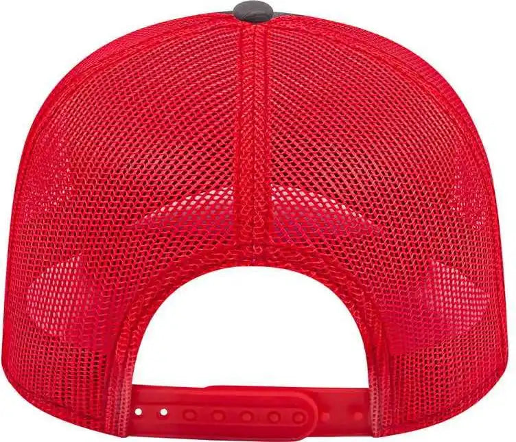 Cap America I3028 Modified Flat Bill with Mesh Back Charcoal Red Dark Gray / one Size Fits Most