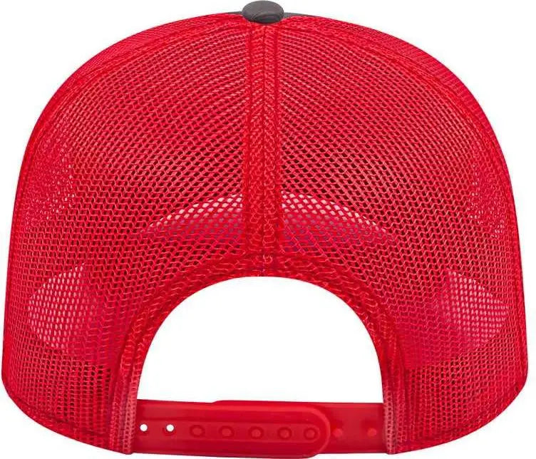 Cap America I3028 Modified Flat Bill with Mesh Back - Charcoal Red - Dark Gray / one Size Fits Most