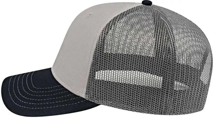 Cap America I3028 Modified Flat Bill with Mesh Back Gray Black Charcoal / one Size Fits Most