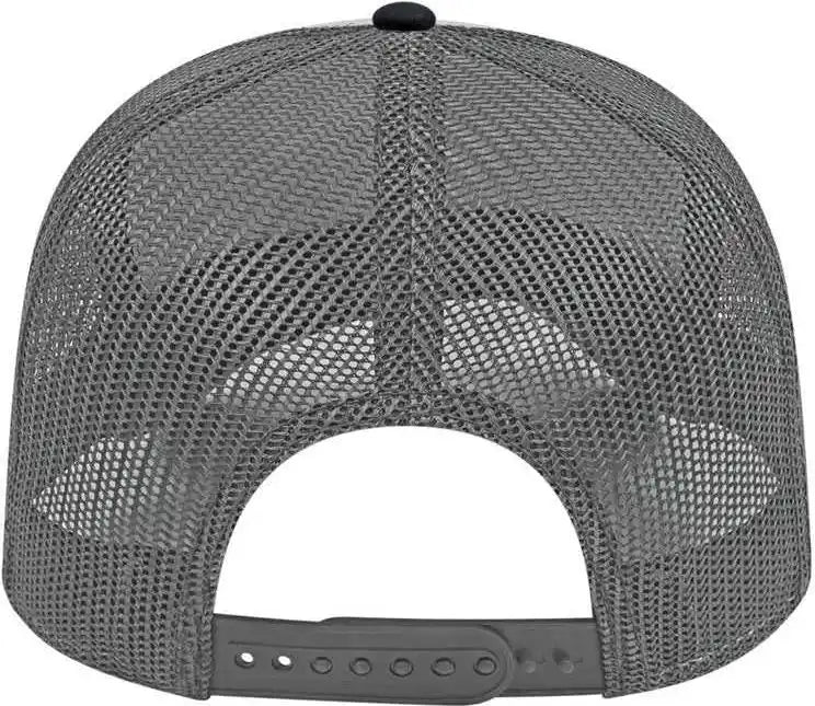 Cap America I3028 Modified Flat Bill with Mesh Back Gray Black Charcoal / one Size Fits Most