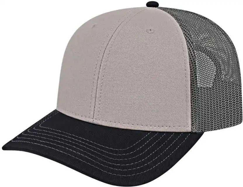 Cap America I3028 Modified Flat Bill with Mesh Back Gray Black Charcoal / one Size Fits Most