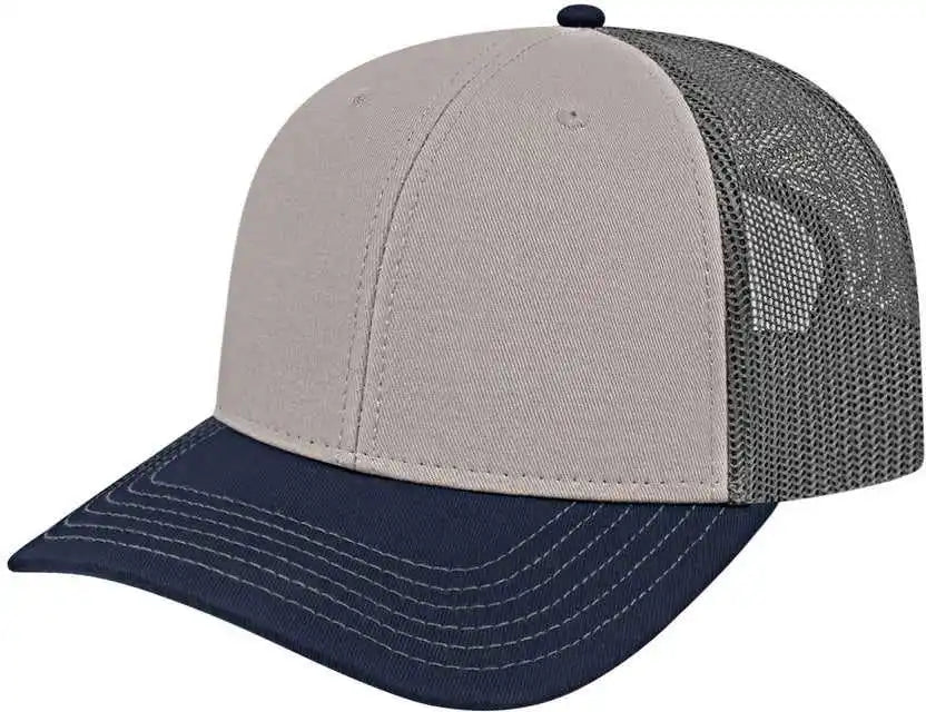 Cap America I3028 Modified Flat Bill with Mesh Back Gray Navy Charcoal / one Size Fits Most