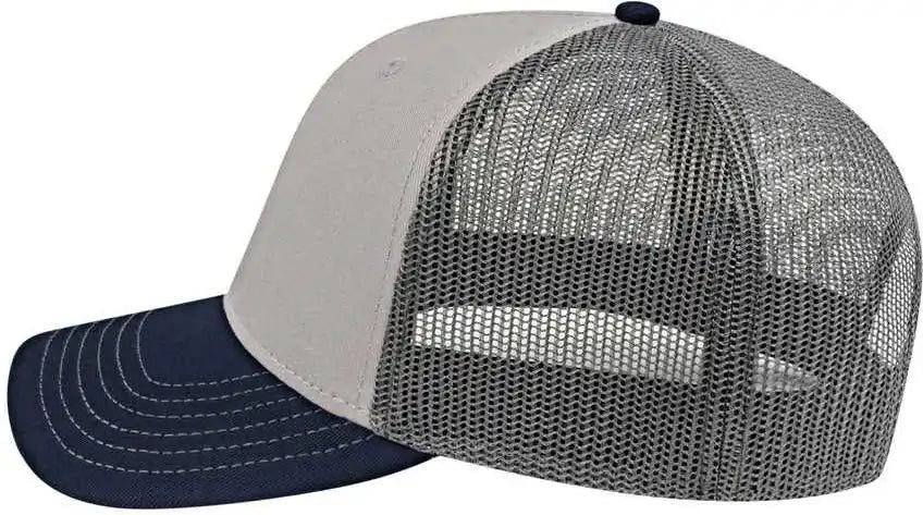 Cap America I3028 Modified Flat Bill with Mesh Back Gray Navy Charcoal / one Size Fits Most