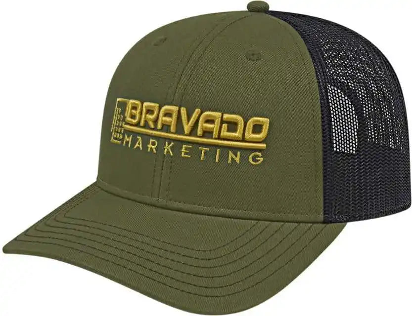 Cap America I3028 Modified Flat Bill with Mesh Back Loden Black Dark Gray / one Size Fits Most
