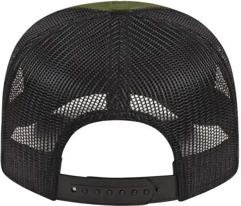 Cap America I3028 Modified Flat Bill with Mesh Back Loden Black Dark Gray / one Size Fits Most